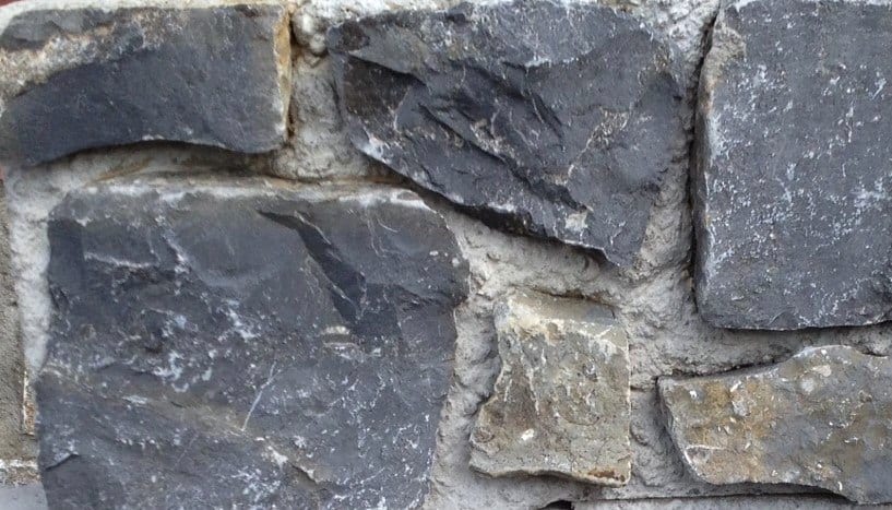 Close up photo of a Lias Blue stone block.