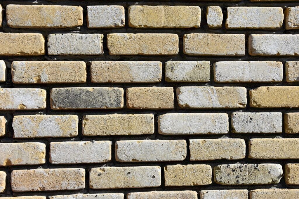 A photo of the Camtech Yellow Grey Multi Rustica brick in use.