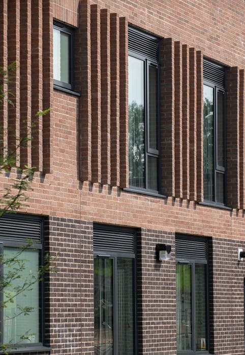 A photo of the MBH Blockley Black Wirecut brick in use.
